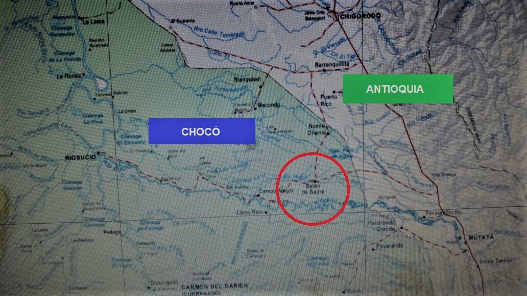 Se revela mapa que ubica a Belén de Bajirá en Chocó